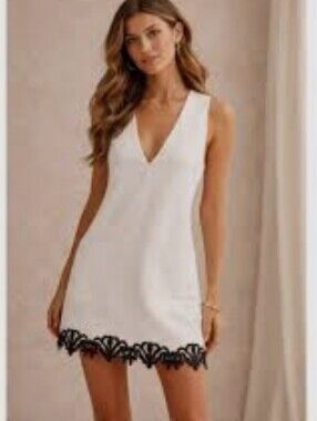 See By CHLOE V-Neck Mini Dress w/Lace Hem